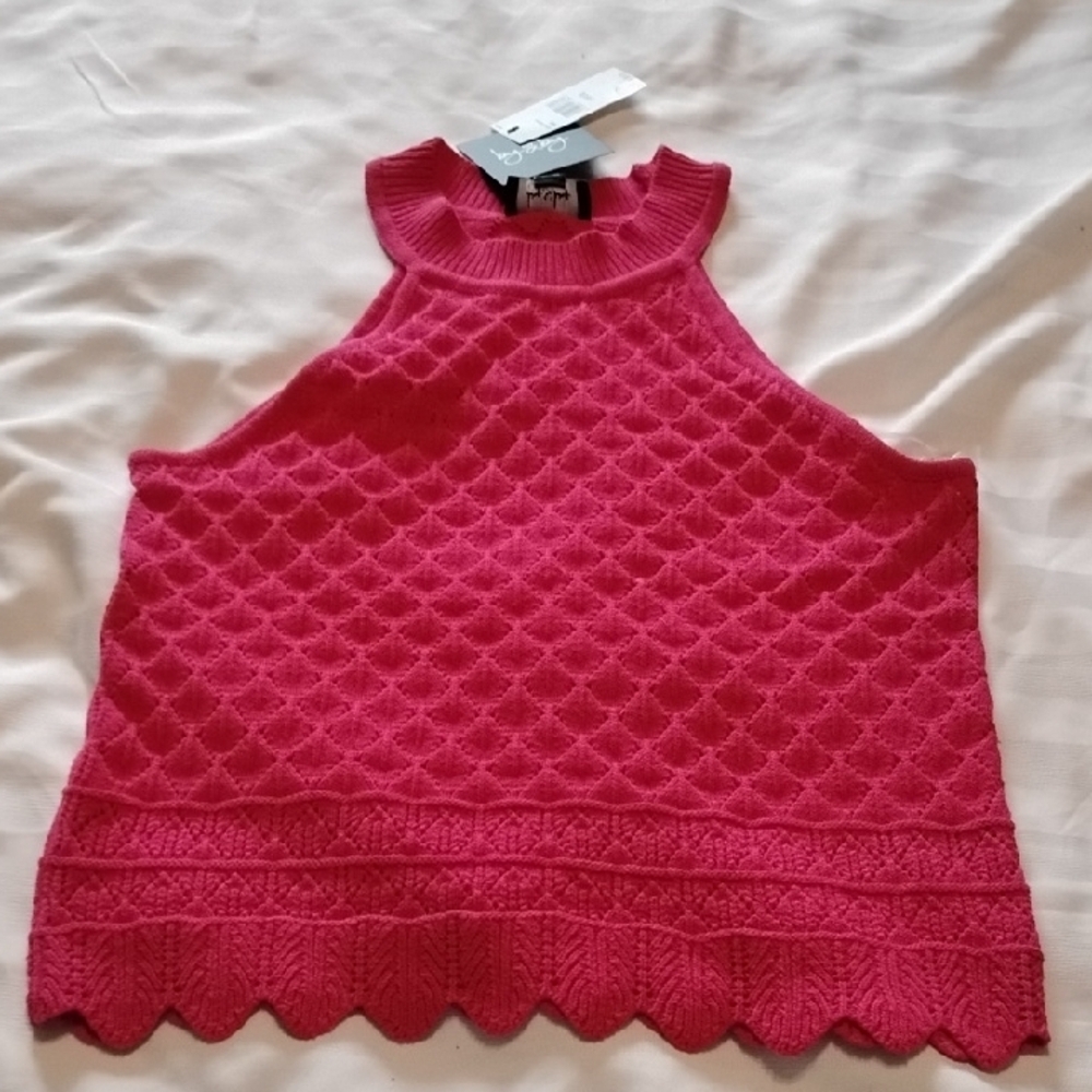 By & By Woman's Pink Crochet Sleeveless Blouse, Size: L, NWT